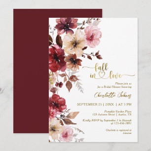 Convite Maroon Blush Cai No Dourado Chá de panela De Boho