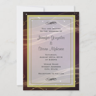 Convite Maroon Design com Sabpy Dourado Acentos Casamento
