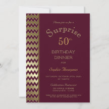Maroon Dourado Chevron Surpresa 50º Janto de anive