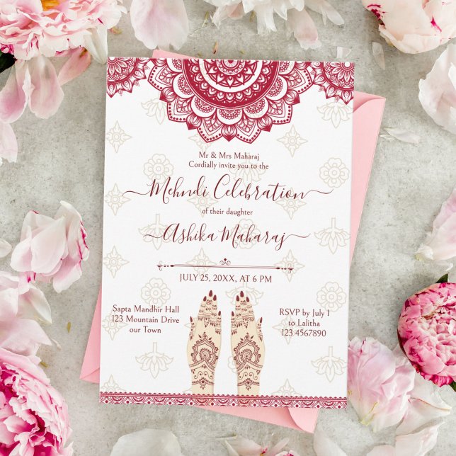 Convite Maroon mandalas modelo (Criador carregado)