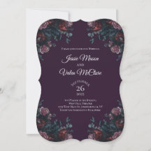 Maroon Mauve, Casamento Elegante Floral Roxo Escur