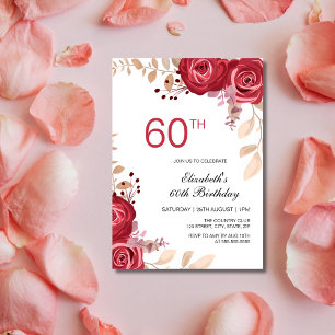Convite Maroon Rosa Primavera Floral Verde Moderno Anivers