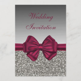 Convite Maroon Satin Arco & Silver - Casamento