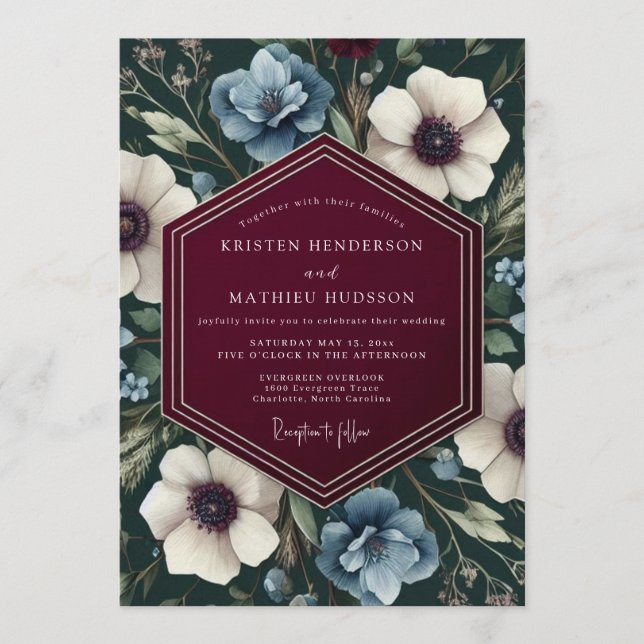Convite Maroon Slate Chiaroscuro Wedding (Frente)