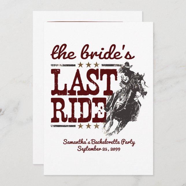 Convite Maroon The Bride's Last Ride (Frente/Verso)