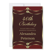 Maroon Vermelho E Geométrico Único Aniversário