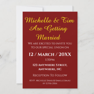 Convite Maroon Wedding Invitation | Elegant