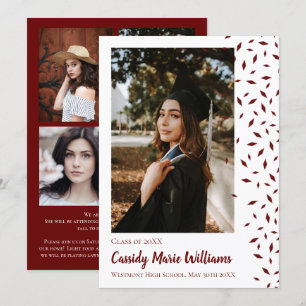 Convite Maroon White Confetti Graduation Announcement