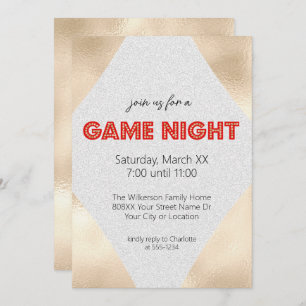 Convite Marquee Sign on Dourado Game Night Party