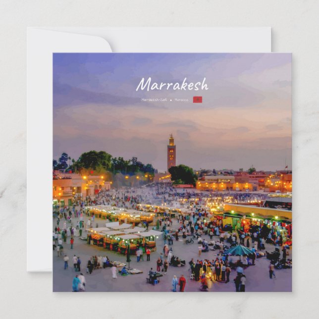 Convite Marrakesh, Marrocos - Praça Jemaa el Fnaa (Frente)