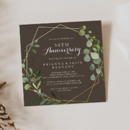 Convite Marrom 50º Aniversário de Casamento Geométrico Dou