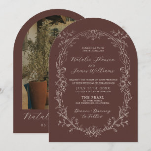 Convite Marrom Chocolate Floral Dinheiro Antigo Casamento