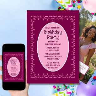 Convite Marrom desenhado à mão com qualquer idade do convi