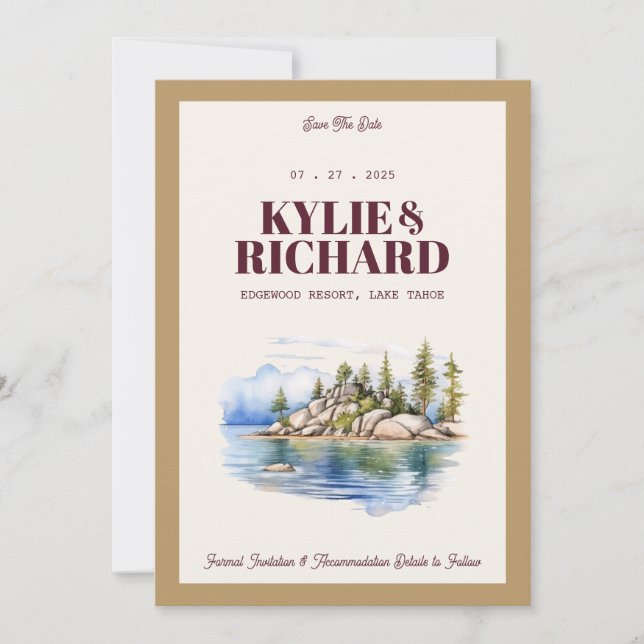 Convite Marrom e Dourado Salvar a Data (Frente)