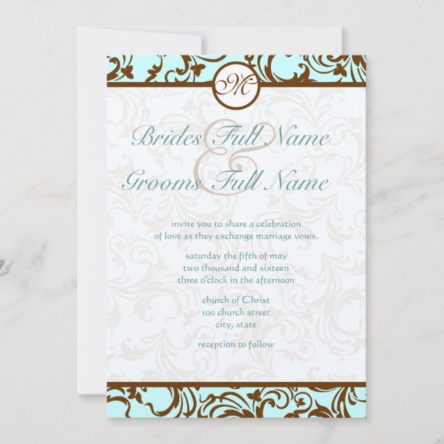 Convite Marrom escuro esguicho, Damasco para injetáveis so (Frente)