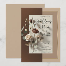 Marrom Neutro Floral Mocha Café Au Lait Casamento