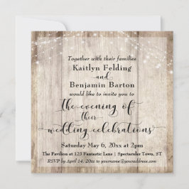 Convite Marrom Rustic Brown Wood & Lights Noite Eventos De