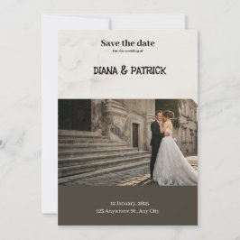 Convite Marrons e Brancos Simples Salve a Data