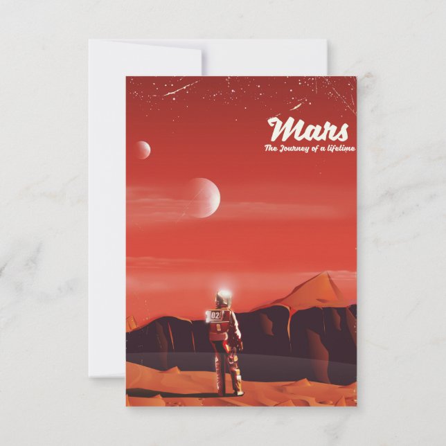 Convite Mars Science fiction viagens vintage (Verso)