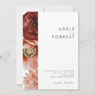 Convite Marsala Autumn Floral Branco Tudo em um casament