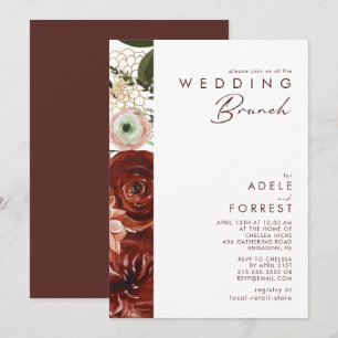 Convite Marsala Autumn Floral Casamento Branco Brunch