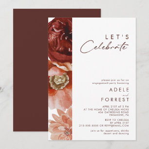 Convite Marsala Autumn Floral Celebração de Vamos bran