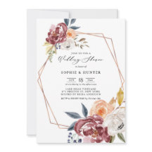 Marsala Autumn Flowers Chá de casamento Geométrico