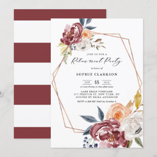 Convite Marsala Autumn Flowers, Partido dos Aposentados Ge