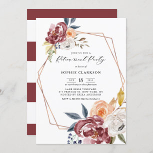 Convite Marsala Autumn Flowers, Partido Geométrico de Refo