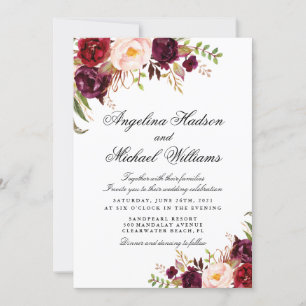 Convite Marsala bordô floral