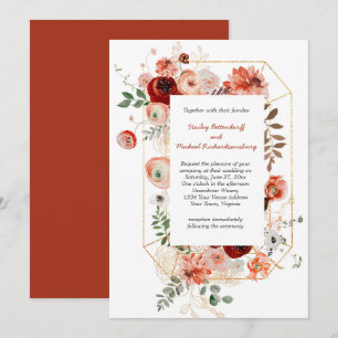 Convite Marsala Burgundy Blush Fall Casamento Floral