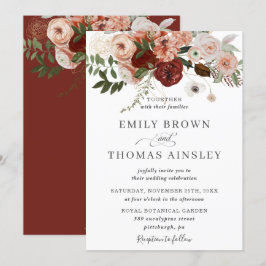 Convite Marsala Burgundy Blush Orange Greenery Casamento