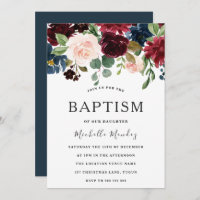 Marsala Burgundy Watercolor Flores Baptism