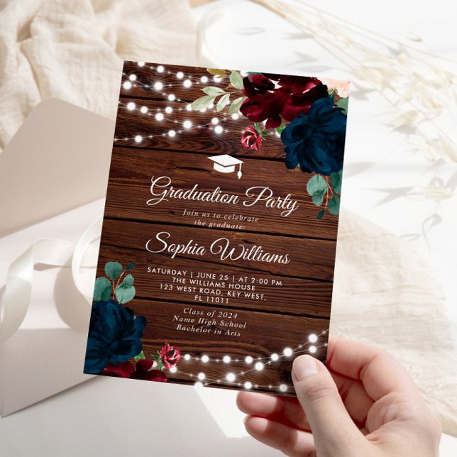 Convite Marsala e Festa de formatura de madeira russa de M (Criador carregado)