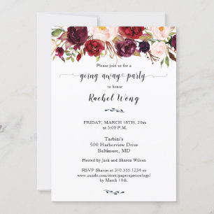 Convite Marsala Floral Saindo Festa Festa
