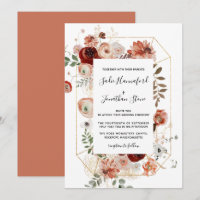 Marsala Pink Terracotta Casamento Geométrico Flora