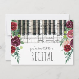 Convite marsala red watercolor flores — recital