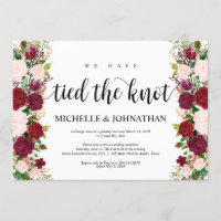 Marsala rosa floral, Nós amarramos o nó, Elopement