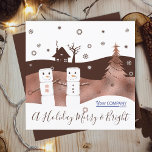 Convite Marshmallow Chocolate Brown Company Christmas<br><div class="desc">A cor muda este cartão de Natal marshmallow castanho de chocolate e folha de papel de bronze para os valores de hex da sua própria empresa! O trabalho de arte de vetor marrom nesta placa pode ser alterado para qualquer cor, enquanto o design de folha de alumínio de bronze brilhante...</div>