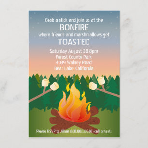 Convite Marshmallow Toast Bonfire Party