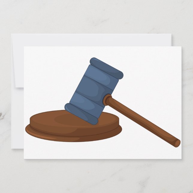 Convite Martelo de Juiz de Madeira Tribunal (Frente)