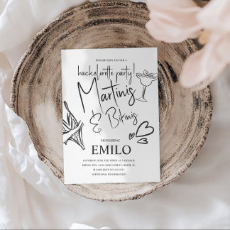 Convite Martini Bikini Doodles Beach Bachelorette’s Party