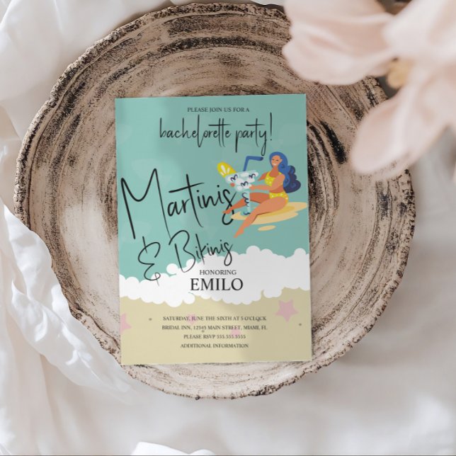 Convite Martini Bikini Fun Beach Bachelorette’s Party (Criador carregado)