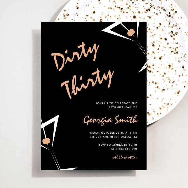 Convite Martini Cocktail Sujo Trinta aniversário de 30 ano (Criador carregado)