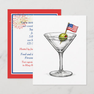 Convite Martini de 4 de Julho com Bandeira Americana