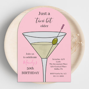 Convite Martini de Aniversário de 50 Anos Rosa Tini Bit Ma