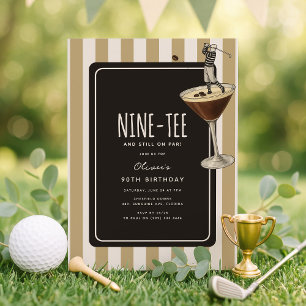 Convite Martini de Espresso Tema de Golfe Aniversário de 9