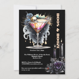 Convite Martini do crânio gótico, hora feliz Dia das Bruxa