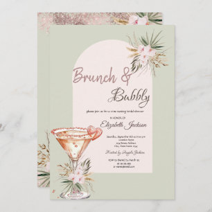 Convite Martini Heart Boho Flowers Brunch & Bubble