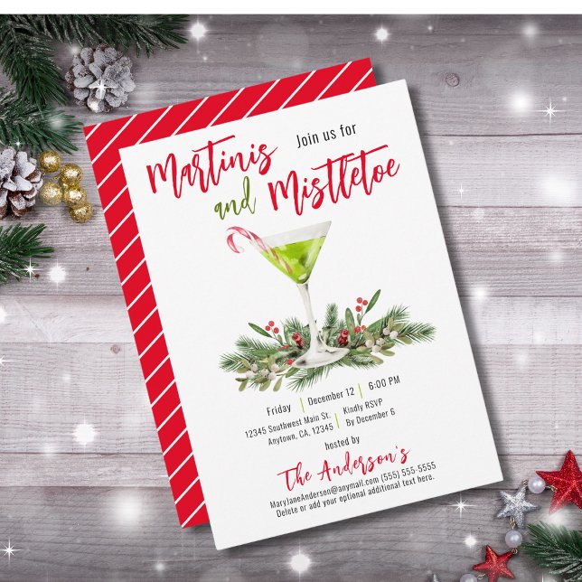 Convite Martinis e Festas de Natal com Bebidas Festivas (Criador carregado)